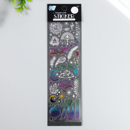 Sticker plastic silver overflow "Fairytale World" mix 7.5x26 cm-1