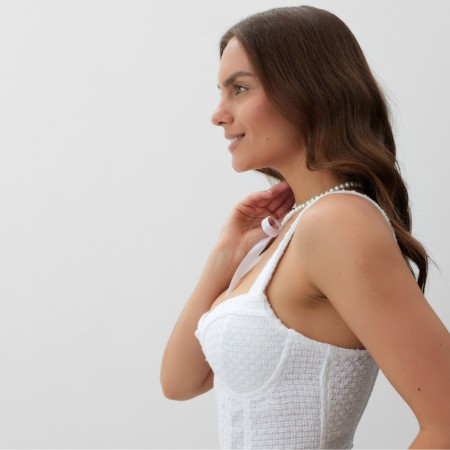 Women's tweed corset, mist, p. XL, white-2