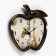Wall clock, series: kitchen, "apple", discrete move, 26 x 25.5 cm, aa, bronze
