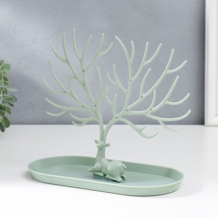 Plastic jewelry stand "Deer with branched horns" Green 21.5x12.5x24.5 cm-4