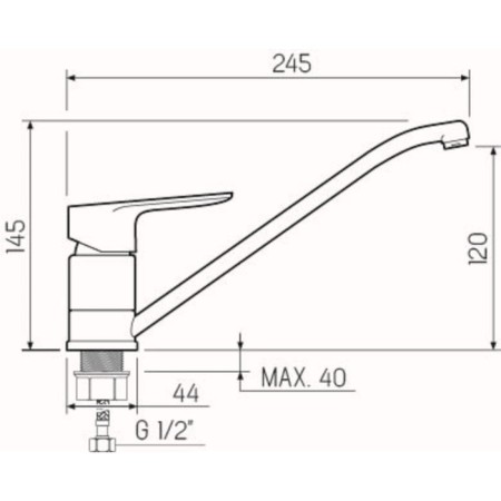 Kitchen mixer RMS SL131-004F-25, single-leaf, high spout, nut, chrome-4