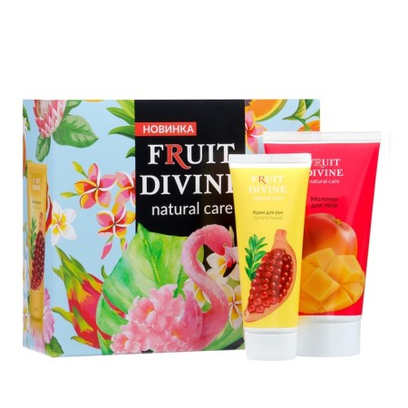 Gift set Fruit Divine Flamingo: hand cream, 75 ml + body milk, 150 ml