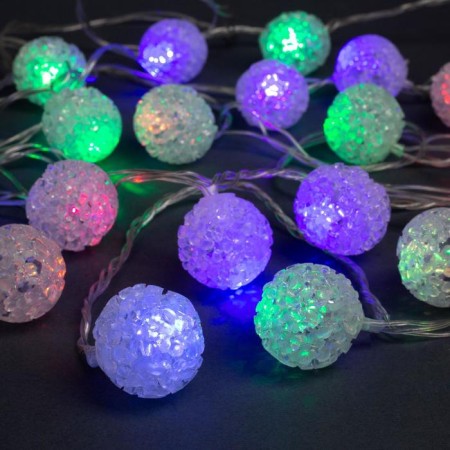 Garland “thread” 5 m with nozzles “Acrylic balls”, ip20, transparent thread, 20 LED, glow of multi (RG/RB), blinking, 220 V