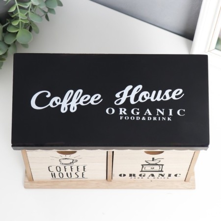 Casket wood with 2 boxes "Coffee house" 10.5x23.5x18 cm-2