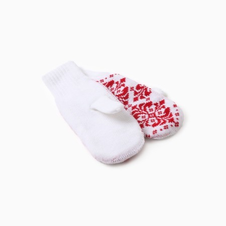 Double female mittens, white color, river 18-1