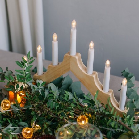 LED figure "Christmas hill" 39.5 × 33 × 5 cm, wood, 220 V, flame effect-5