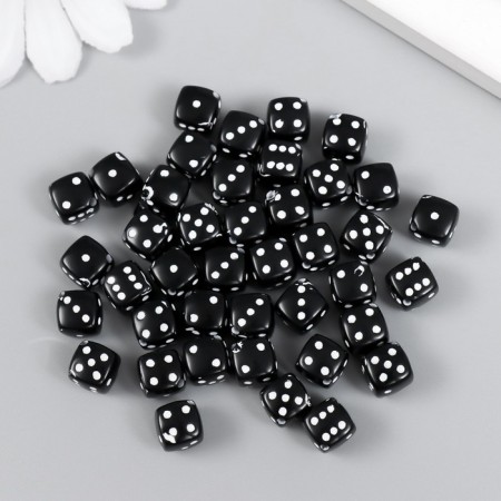 Beads for creativity Plastic "Black Playing Cube" White Points set 20g 0.8x0.8x0.8 cm 78118