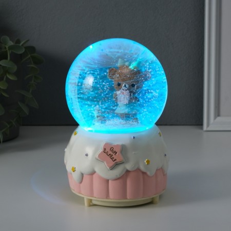 Souvenir Polystone Water Ball Light, Music "Bear and Cake" MIX 10.2x10.2x15.8 cm-2