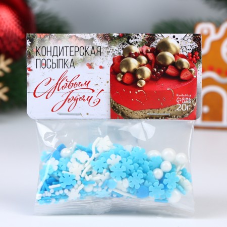Confectionery sprinkling "frosty morning", blue and white, 20 g-1