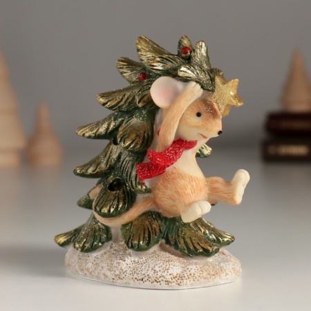 Souvenir Polystone Light "Mouse hangs on the Christmas tree" 9.5x7.5x10 cm