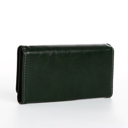 Women's wallet on the button, the color is dark green-1