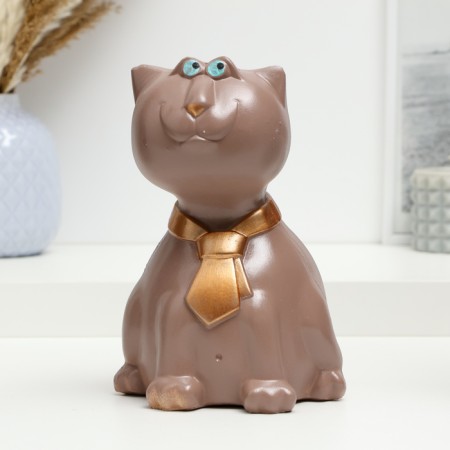 Piggy bank "Cat in a tie" brown, 20x16x16cm