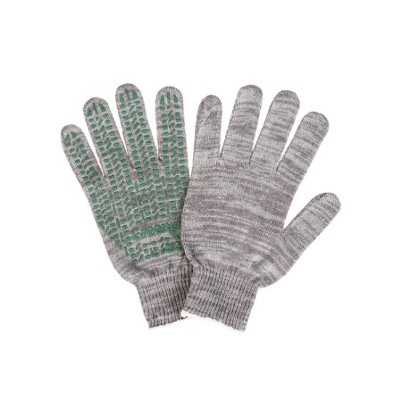 Gloves, x/b, knitting grade 10, 5 threads, with PVC dots, size 9, gray, Greengo-1