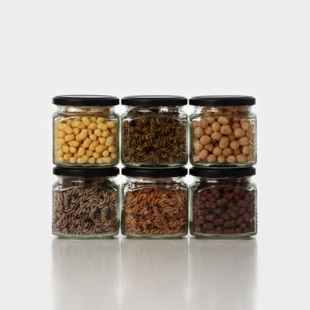 A set of glass cans with a black lid and label, TO-82, 0.39 L, 6 pcs-7