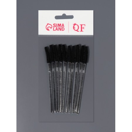 Brushes for eyebrows and eyelashes, silicone, set - 10 pcs, 10.5 cm, black/transparent color-6