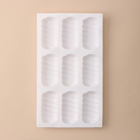 Form for mousse desserts and baking konfinetta "cord", 30 × 17.5 × 2 cm, 9 cells (9 × 4.5 cm), white color-2
