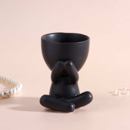 Interior subject "Mr. Green" A lover of silence 9.8*6.7*8 Black ceramics-5