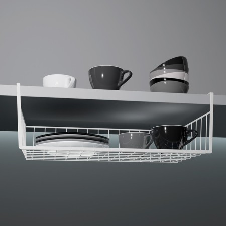Mesh -mounted mesh -mounted basket on the shelf of the share, 35 × 23 × 12 cm, white color-2