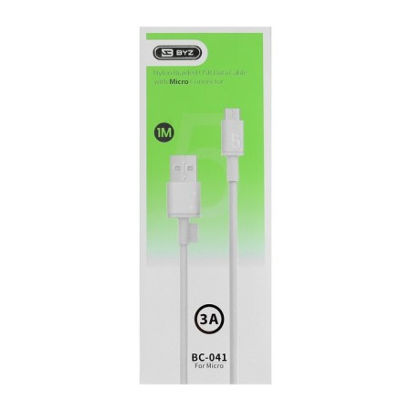 BYZ BC -041 cable, micro USB - USB, 3 A, 1 m, silicone, white-4