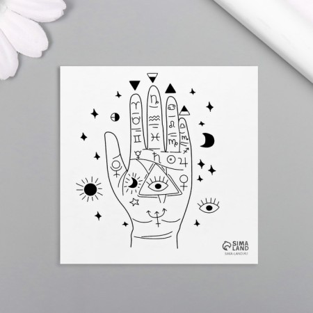 Tattoo on the body Black Esoterica. Pentation 6x6 cm-3