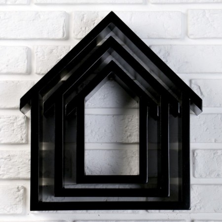 A set of wall shelves "Black houses", 3pcs, (36*30cm, 31*23cm, 26*17cm)-1