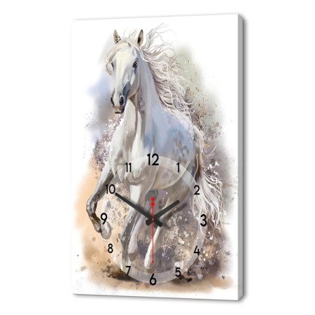 Carty clock wall-up interior "running white horse", silent, 50 x 70 cm