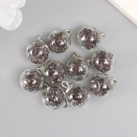 Suspension decorative for creativity glass "ball - pebbles" gray d = 1.6 cm set 10 pcs-2