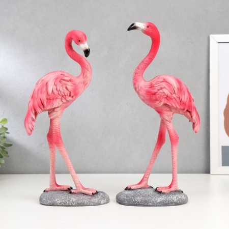 Polystone souvenir "Pink flamingos on stone" MIX 35.5x14x10.5 cm-5