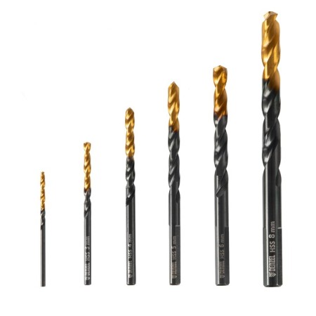 Set of metal drill Denzel 72300, 2-8 mm, HSS-Tin, Golden Tip, 6 pcs-1