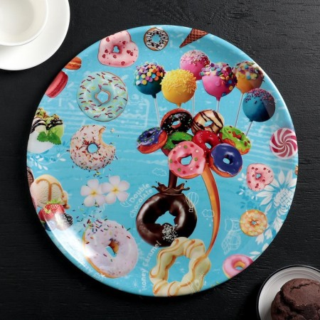 Plastic tray "Makaruns", D = 32 cm, MIX drawing-9