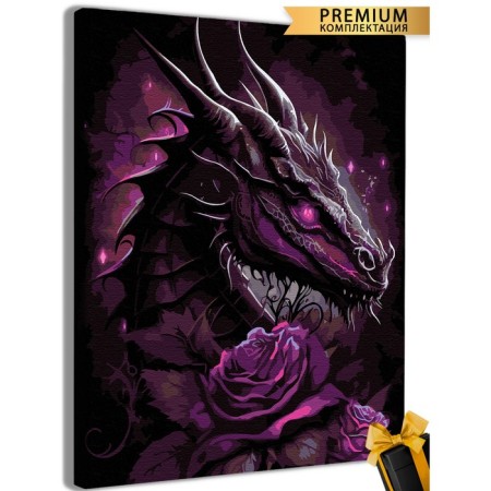 Picture on the numbers "Dragon with a rose" 40 × 50 cm