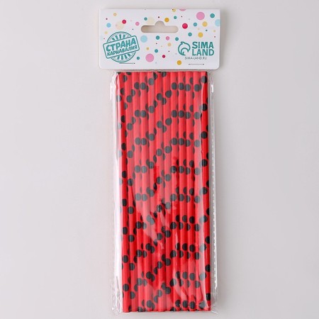 Pipe for cocktail "Peas", set 12 pcs., Red color-4