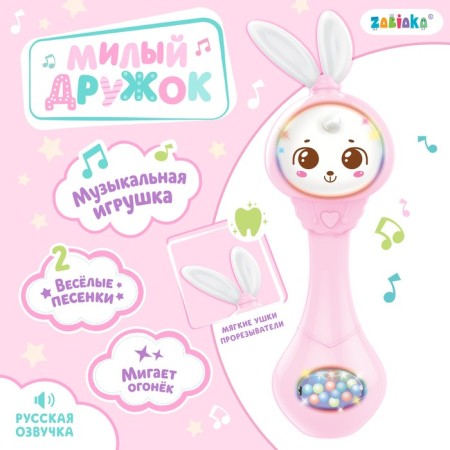 Musical rattle "Sweet friend", sound, light, pink color