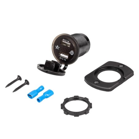 USB ROSET Car AIRLINE, moisture -proof, with 2 ports and voltmeter, 5V, 2.1A + 2.1a 98281-3
