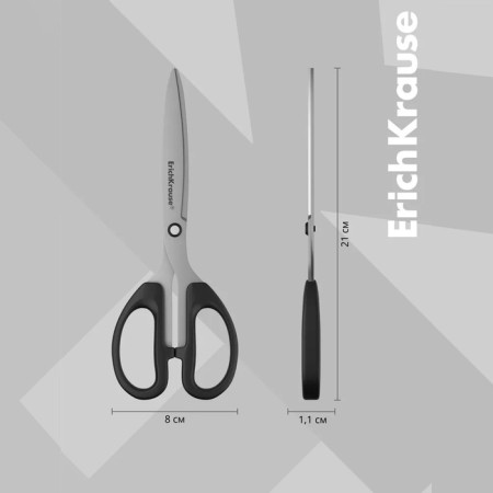 Scissors Erichkrause Top Model, 21 cm, blister, increased thickness of blades, black-8