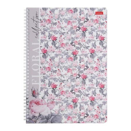 A4 notebook, 80 sheets in a cage on the crest of Floral Collection, covered Cardboard, matte lamination, block 65 g/m2, 4v mix-6