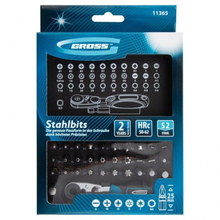 Набор бит GROSS, 1/4", магнитный адаптер, сталь S2, кейс, 33 предмета-7