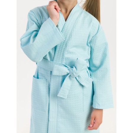 Waffle children's robe "kimono", size 36, blue color-2