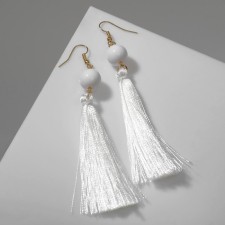 Earrings Assorted the “brushes” Agatha, white color in gold, l brush 6.5 cm