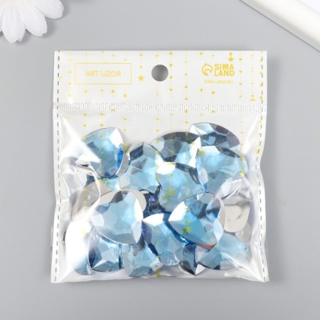 Decor for creativity plastic "Rhinestones heart. Light blue" set of 30 pcs 2.5x2.5 cm-3
