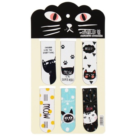A set of magnetic bookmark for books Calligrata 6 pieces, "cats", mix-2