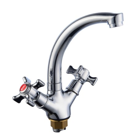 Kitchen mixer BOOU BA5330-1F-E020-B723, two-welfare, brass, chrome