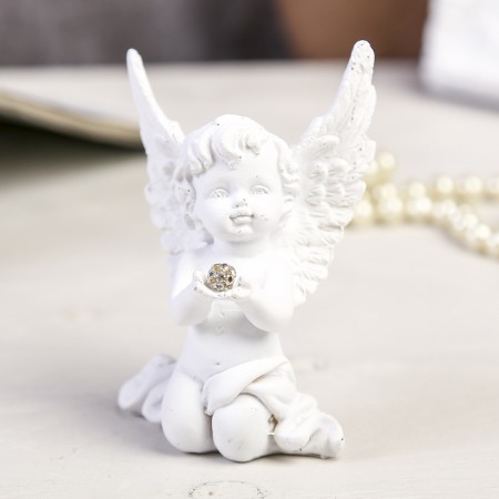 Suvenir Polystone "A Snowthrough Angel with a ball of rhinestones sits" mix 8x6x2.5 cm-1