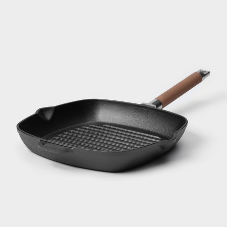Pan - Cast iron grill Wild Kitchen, 26x26 cm, removable handle