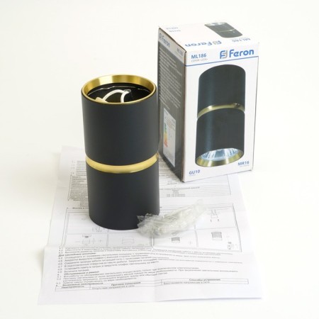 Ceiling light Feron ML186, IP20, GU10, 35 W, 55x55x100 mm, Black/gold color-7