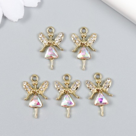 Decor for creativity metal, rhinestones "Girl-Angel" gold 1.2x2 cm-2