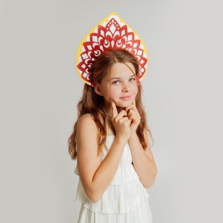 Carnival kokoshnik "Varvara-beautiful" made of felt-5