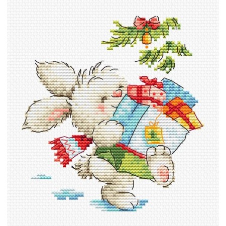 Set for embroidery with the counting cross "Gift from the Bunny", 13x12 cm
