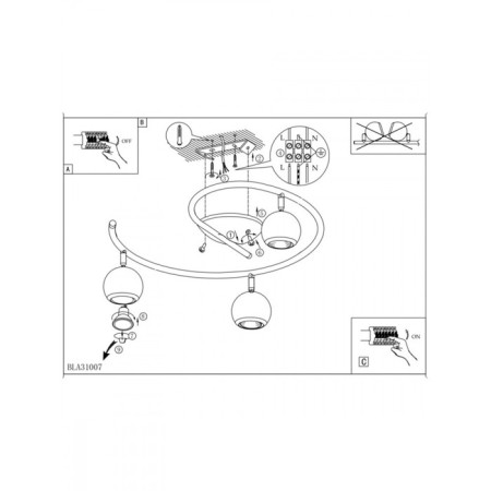 Lamp BIMEDA 3x3W LED Black 29x29x34.5cm-2
