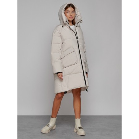 Coat insulated winter female, size 46, beige color-6